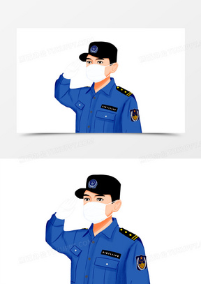 警察抗疫卡通画图片