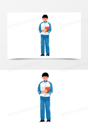 手绘穿校服男高中生插画元素