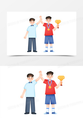 卡通学生获奖场景插画免抠元素620卡通手绘奖杯元素1040手绘卡通团队