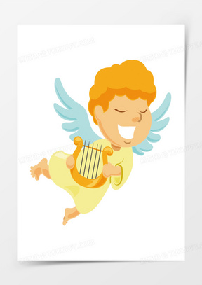 弹奏竖琴的小天使