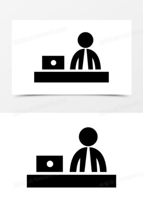 商人的工作在办公桌办公图标