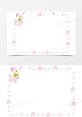 紫色梦幻花仙子造型花朵边框