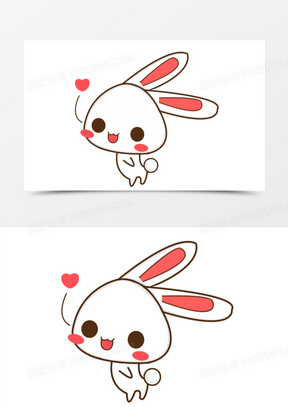 卡通红耳朵小白兔