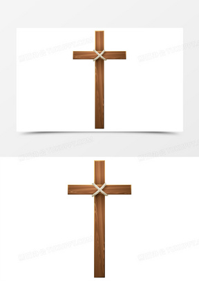 手绘基督教木制十字架素材