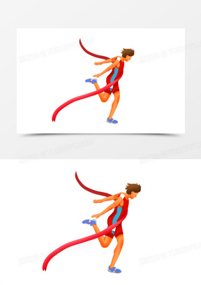 比赛男子冲向终点免抠元素141手绘卡通跑道起点终点素材90手绘卡通