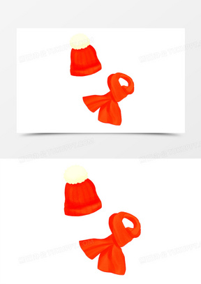 卡通手绘围巾帽子素材