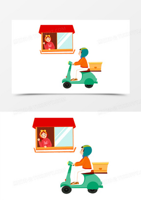 卡通手绘点外卖元素