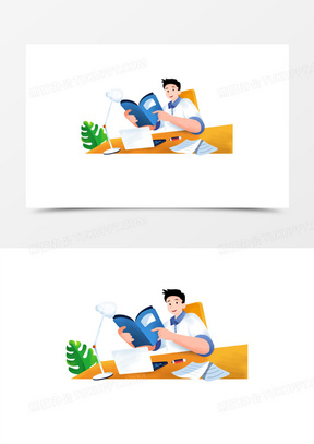 展板设计574学生思考学习人物元素211322世界读书日卡通阅读简约背景1