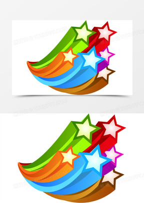 彩色卡通可爱五角星设计装饰劳动节