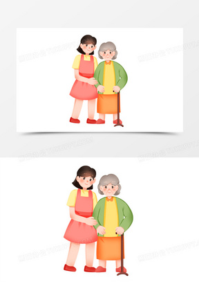 助人为乐帮助老人元素751手绘志愿者帮助老人素材1541全国助残日帮助