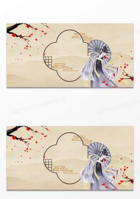 海报设计200古装美女汉服中国风古韵背景903清新中国风古韵汉服古装