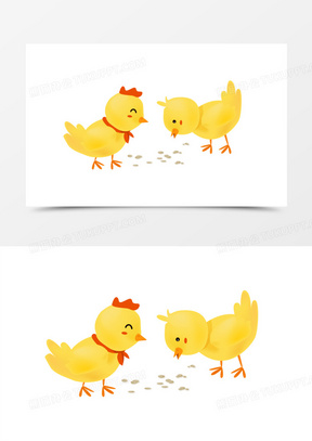 小鸡啄米简笔画卡通图片
