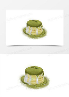 手绘厚涂抹茶舒芙蕾免抠元素