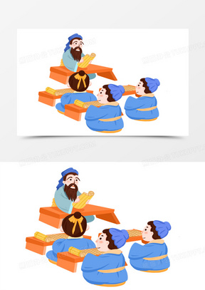 卡通手绘孔子教课元素