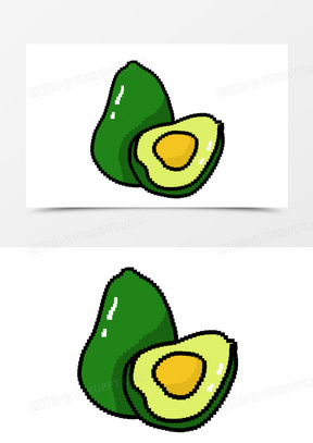卡通像素风牛油果免抠装饰素材