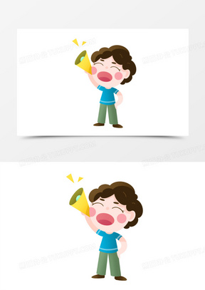 92手绘拿喇叭叫卖人物免抠元素270手绘拿话筒叫卖的人插画元素540卡通