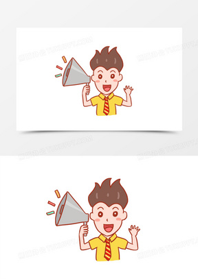 卡通手绘男生喊喇叭元素