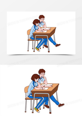 手绘卡通初中同桌的你免抠元素