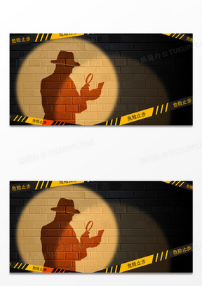 创意剧本杀摄影合成侦探剪影背景