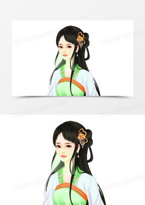 卡通手绘神秘面纱女子素材