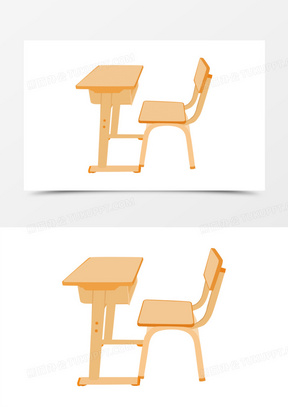 手绘教室桌椅单人课桌素材1320矢量卡通教室课桌场景元素1242手绘矢量