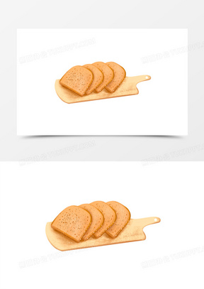 手绘卡通全麦面包元素