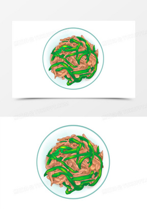 手绘青椒炒肉免抠素材