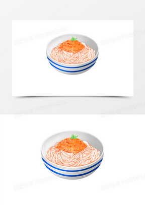 手绘水彩炸酱面面条免抠元素