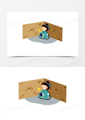 手绘凿壁偷光元素