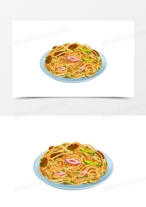 卡通手绘炒面素材