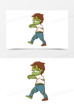 卡通手绘绿色丧尸元素120卡通手绘变形丧尸元素70卡通手绘可爱木乃伊