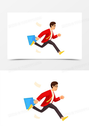 手绘矢量奔跑商务人士素材