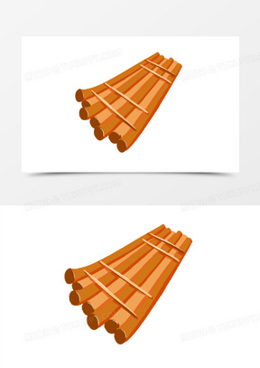 卡通手绘创意小竹筏元素