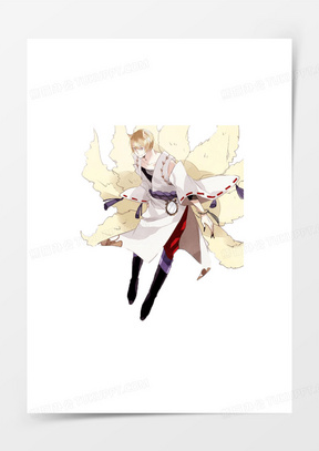 手绘二次元九尾狐帅哥