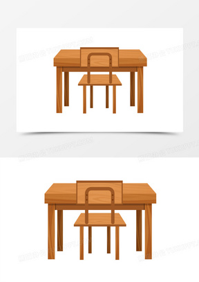桌椅元素140手绘空教室单人课桌场景元素341卡通空教室双人课桌场景