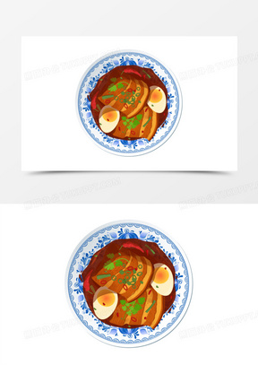 卡通矢量家常菜红烧肉素材