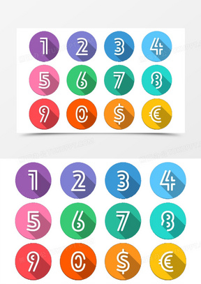 卡通圆形数字图标合集