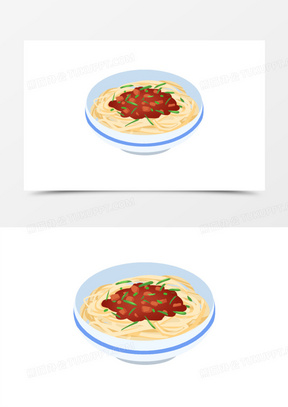 手绘卡通炸酱面免抠素材