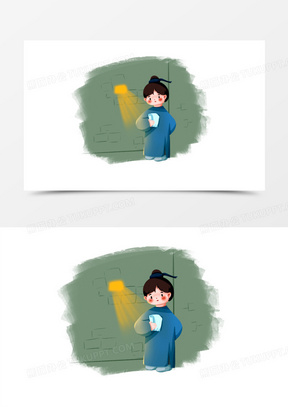 卡通手绘教育凿壁偷光素材