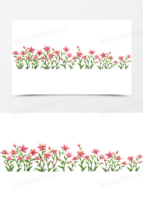 手绘粉色漫画小花花丛