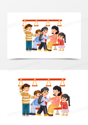 小孩给孕妇让座简笔画图片