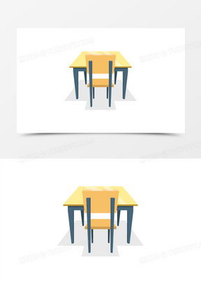 桌椅水彩170矢量卡通单人课桌免抠元素61手绘矢量木质课桌元素60手绘