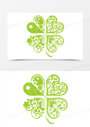 绿色爱心四叶草
