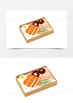卡通手绘鸡排大米饭素材
