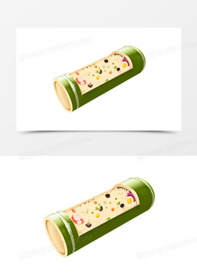 手绘特色米饭竹筒饭免抠元素