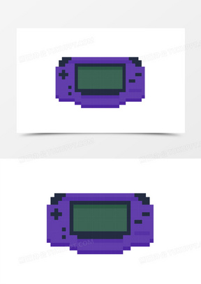 手绘像素风紫色游戏机素材
