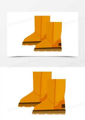 手绘冬季雪地靴素材