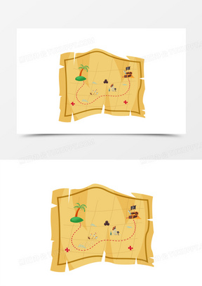 手绘藏宝图免抠素材