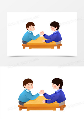 手绘卡通掰手腕元素