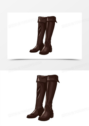 手绘长筒靴免抠元素
